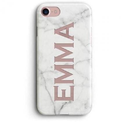 White Marble Name Clear Phone Case